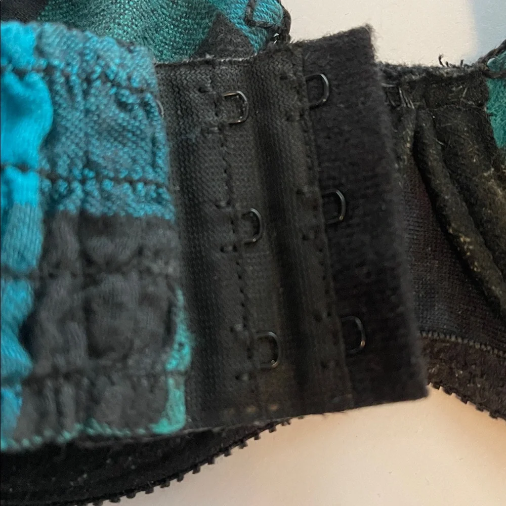 Vintage 90s Eileen West 34B teal buffalo flannel bra